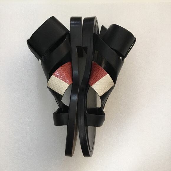 Thakoon Black Leather Sandals with Striped Accent - Picture 4 of 6